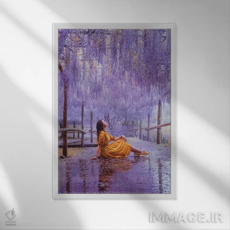 تابلو دکوراتیو این باران مثل عطر با طعم ویستریاست اثر هوبوپیبا - نمای قابدار سفید