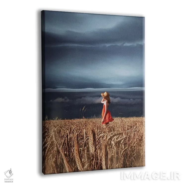 تابلو دکوراتیو مزارع گندم و رعدوبرق اثر هوبوپیبا - نمای پرسپکتیو محصول