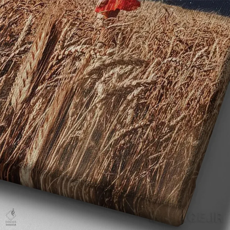 تابلو دکوراتیو مزارع گندم و رعدوبرق اثر هوبوپیبا - نمای نزدیک بافت بوم