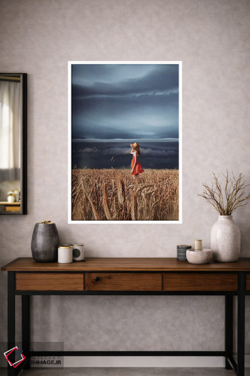 تابلو دکوراتیو مزارع گندم و رعدوبرق اثر هوبوپیبا - D1W