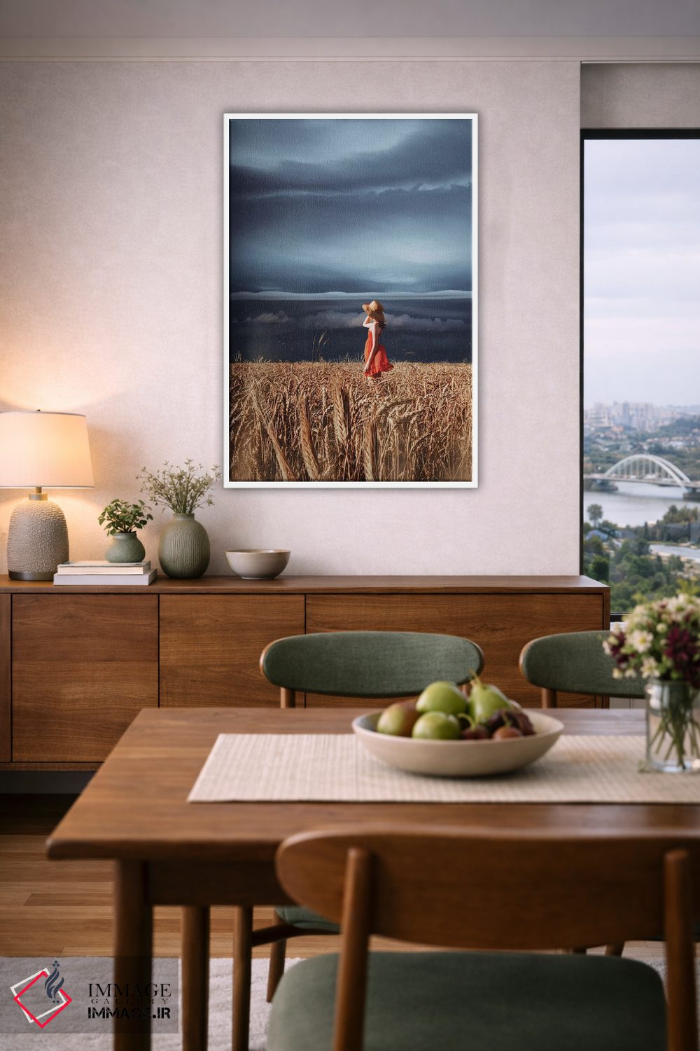 تابلو دکوراتیو مزارع گندم و رعدوبرق اثر هوبوپیبا - D6W