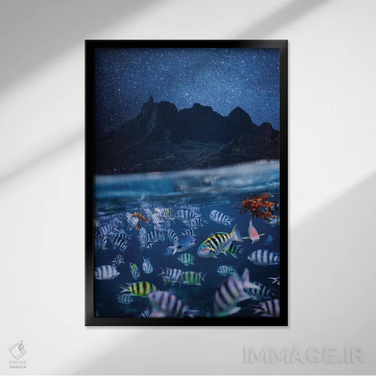 تابلو دکوراتیو شب موریس اثر هوبوپیبا - نمای قابدار مشکی