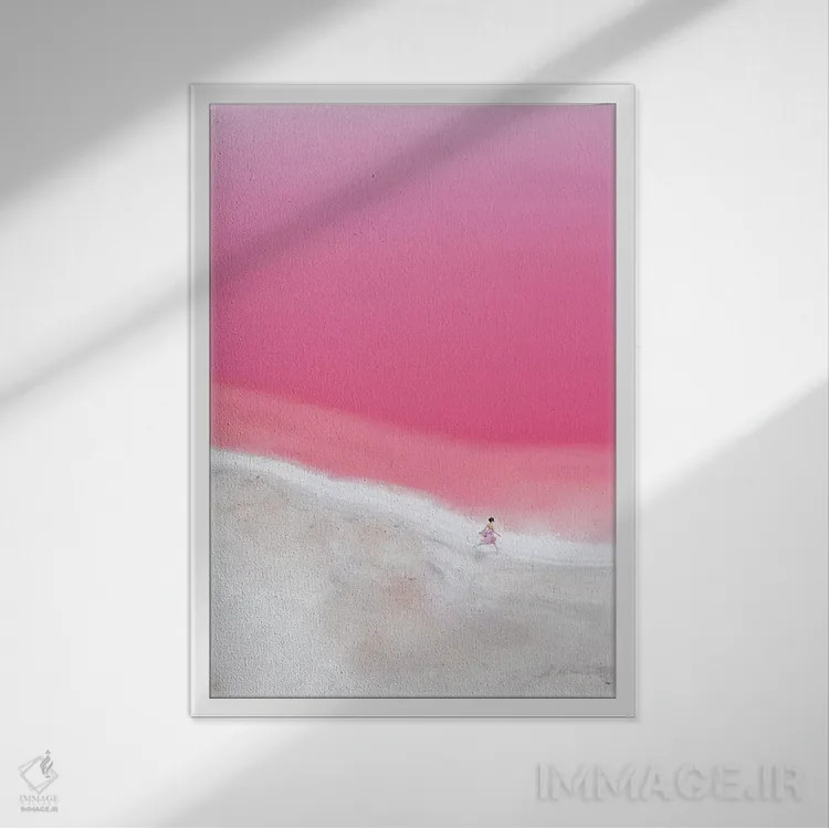 تابلو دکوراتیو حال و هوای صورتی در تالاب هات ۱ اثر هوبوپیبا - نمای قابدار سفید