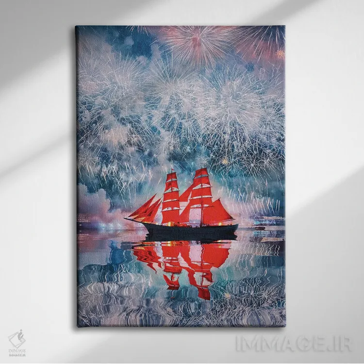 تابلو دکوراتیو "بادبان های قرمز در سن پترزبورگ" اثر هوبوپیبا - نمای روبهرو روی دیوار