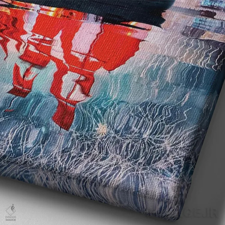 تابلو دکوراتیو "بادبان های قرمز در سن پترزبورگ" اثر هوبوپیبا - نمای نزدیک بافت بوم