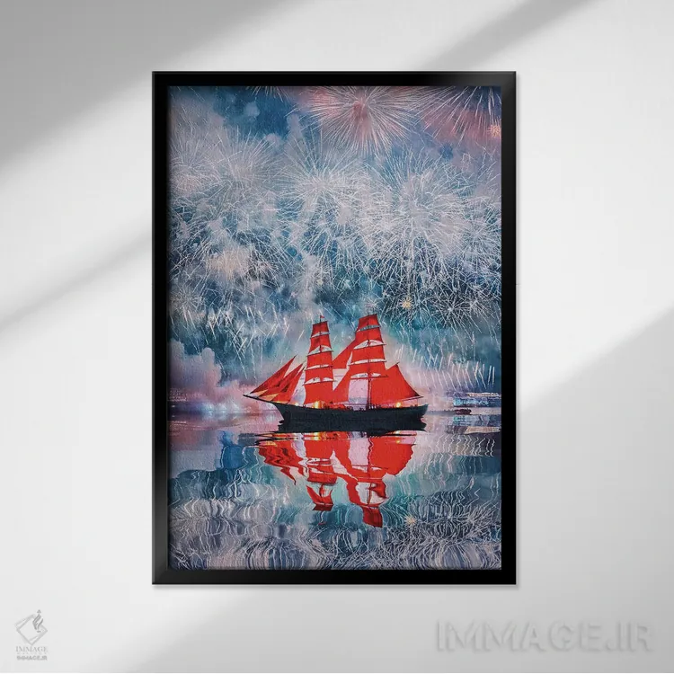 تابلو دکوراتیو "بادبان های قرمز در سن پترزبورگ" اثر هوبوپیبا - نمای قابدار مشکی