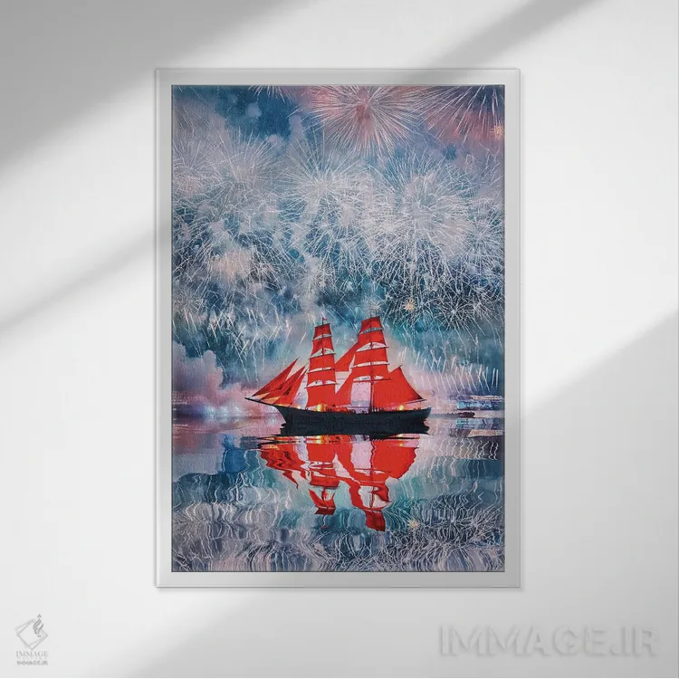 تابلو دکوراتیو "بادبان های قرمز در سن پترزبورگ" اثر هوبوپیبا - نمای قابدار سفید