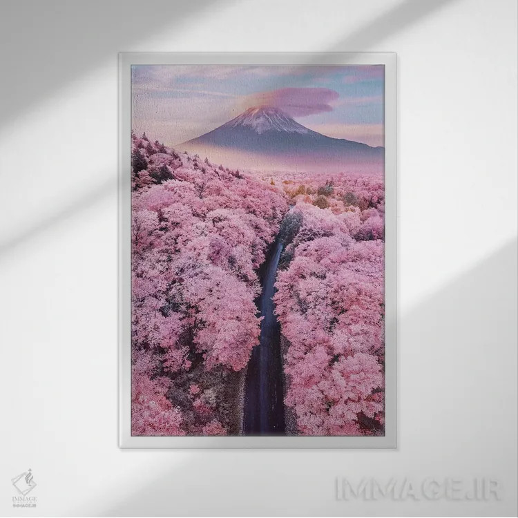 تابلو دکوراتیو "درباره صورتی بی پایان" اثر هوبوپیبا - نمای قابدار سفید