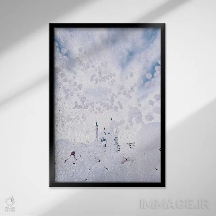 تابلو دکوراتیو "مسجد حباب" اثر هوبوپیبا - نمای قابدار مشکی