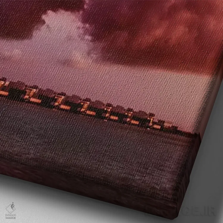 تابلو دکوراتیو "طلوع به سبک مونه در مالدیو" اثر هوبوپیبا - نمای نزدیک بافت بوم