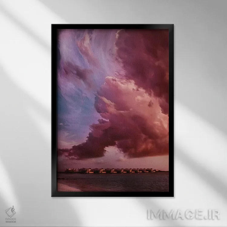 تابلو دکوراتیو "طلوع به سبک مونه در مالدیو" اثر هوبوپیبا - نمای قابدار مشکی