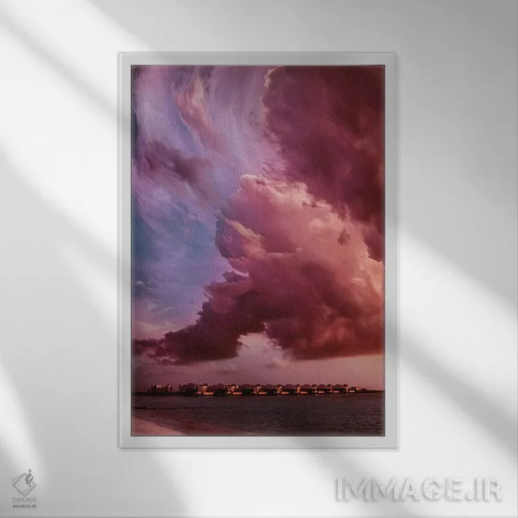 تابلو دکوراتیو "طلوع به سبک مونه در مالدیو" اثر هوبوپیبا - نمای قابدار سفید