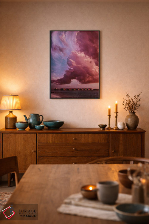 تابلو دکوراتیو "طلوع به سبک مونه در مالدیو" اثر هوبوپیبا - D6B