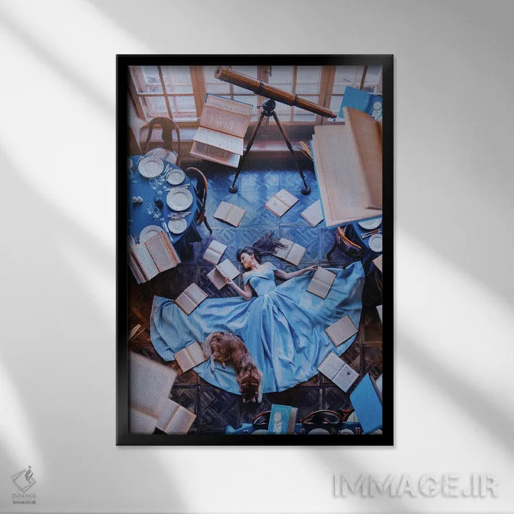 تابلو دکوراتیو "پری های کتاب" اثر هوبوپیبا - نمای قابدار مشکی