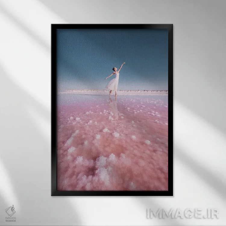 تابلو دکوراتیو "رقصنده بالرین صورتی" اثر هوبوپیبا - نمای قابدار مشکی