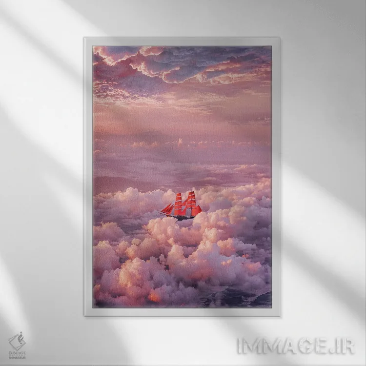 تابلو دکوراتیو "بادبان ابر" اثر هوبوپیبا - نمای قابدار سفید