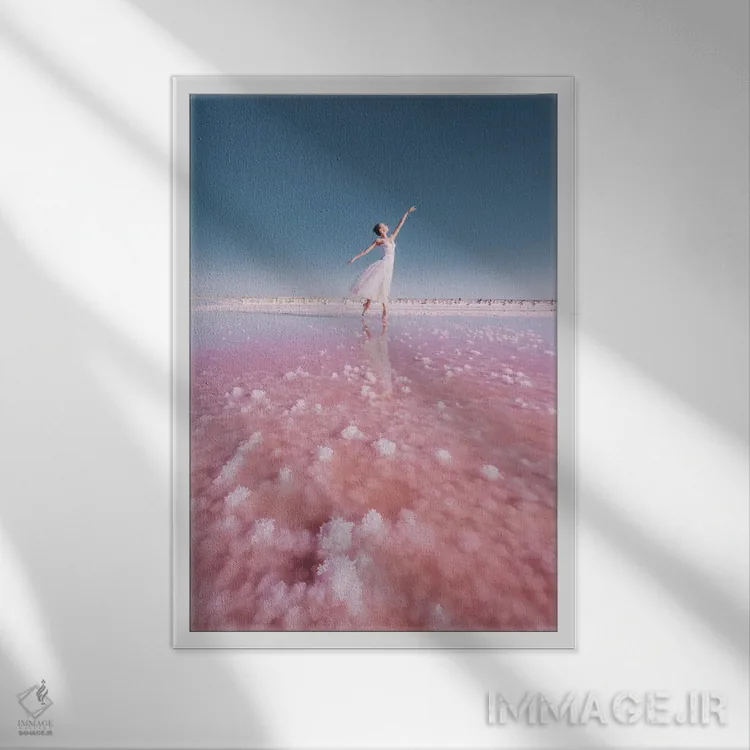 تابلو دکوراتیو "رقصنده بالرین صورتی" اثر هوبوپیبا - نمای قابدار سفید