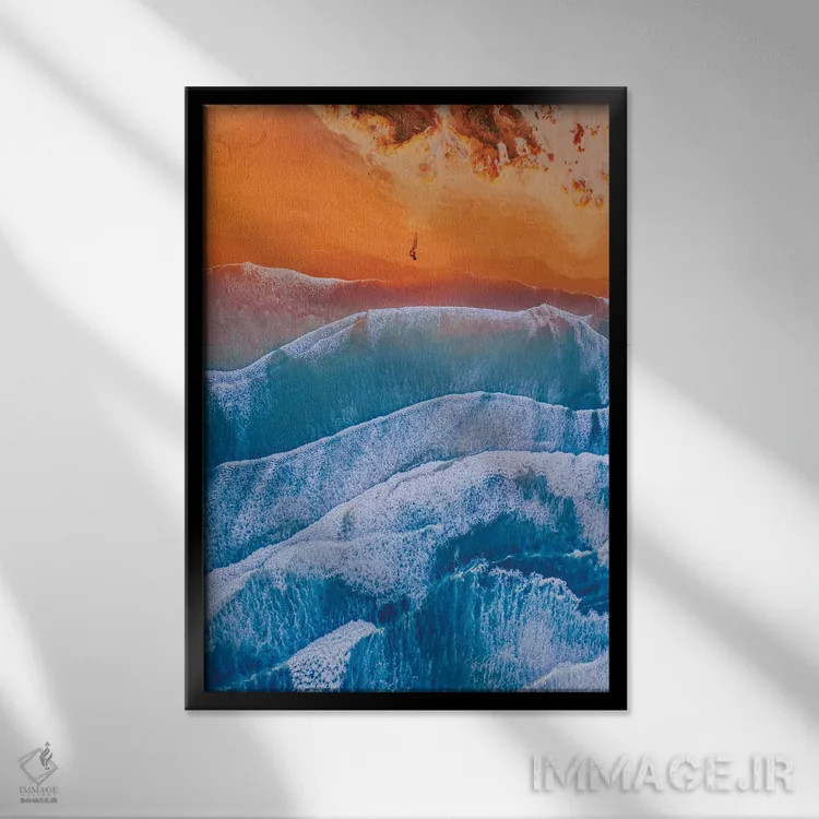 تابلو دکوراتیو "اقیانوس از بالا مانند نقاشی ۳" اثر هوبوپیبا - نمای قابدار مشکی