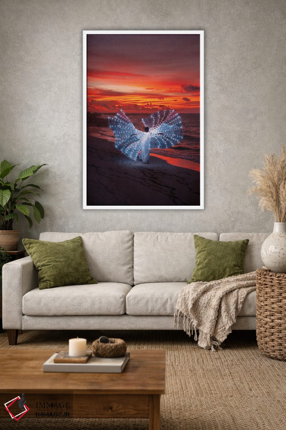 تابلو دکوراتیو "پروانه نورانی در غروب مالدیو" اثر هوبوپیبا - D1W