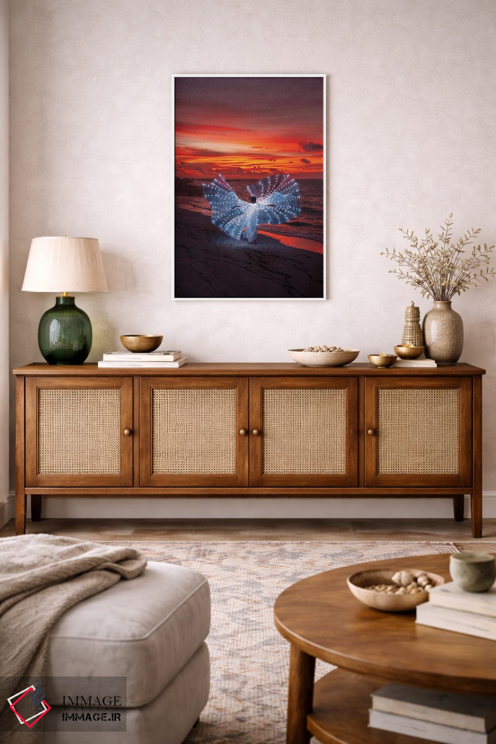 تابلو دکوراتیو "پروانه نورانی در غروب مالدیو" اثر هوبوپیبا - D3W