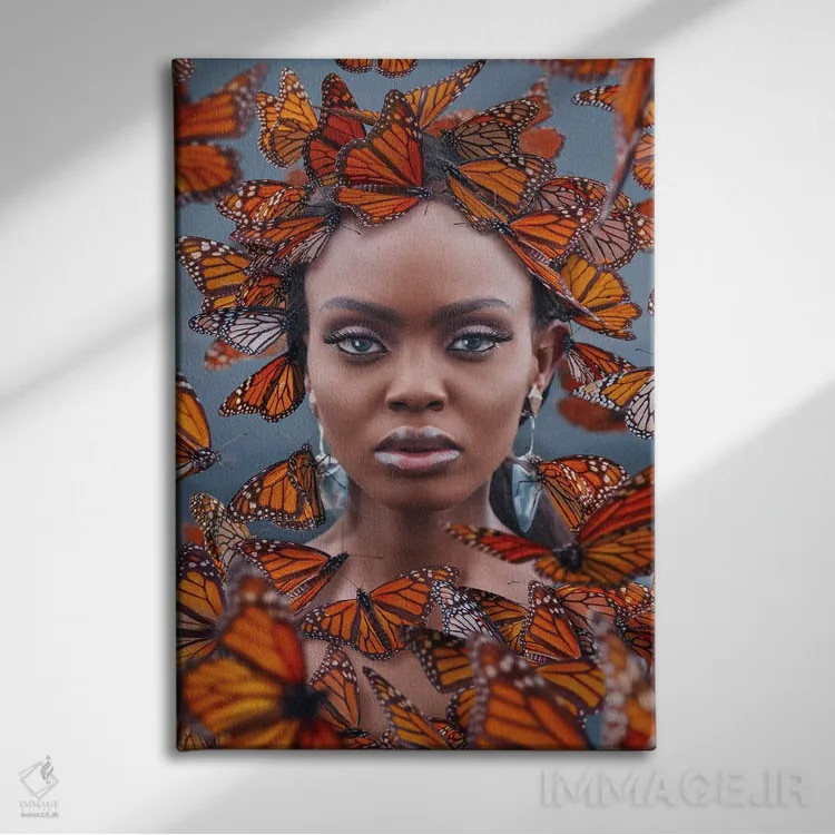 تابلو دکوراتیو "بهشت پروانه ها در مکزیک" اثر هوبوپیبا - نمای روبهرو روی دیوار