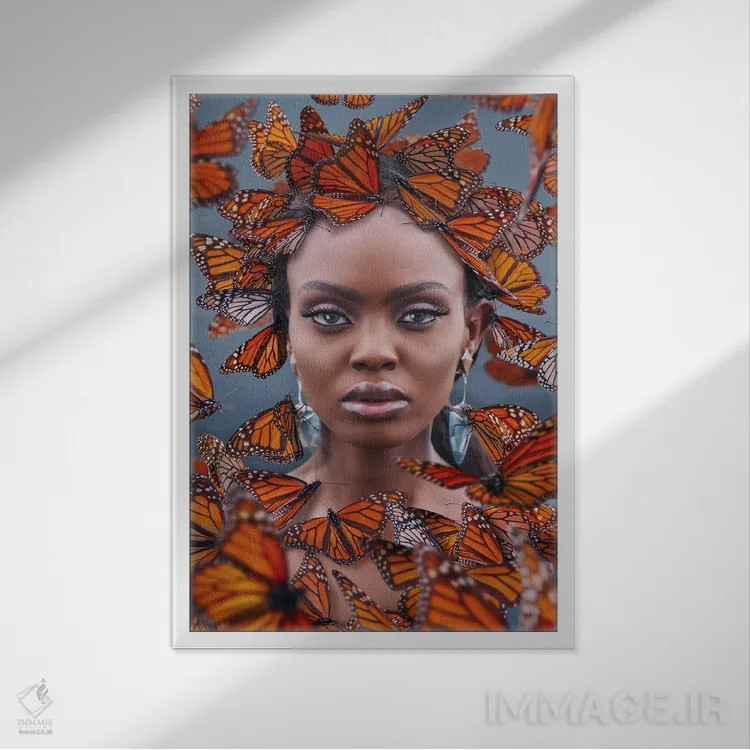 تابلو دکوراتیو "بهشت پروانه ها در مکزیک" اثر هوبوپیبا - نمای قابدار سفید