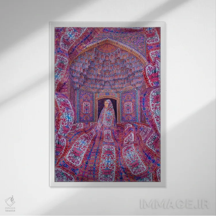 تابلو دکوراتیو "مسجد صورتی" اثر هوبوپیبا - نمای قابدار سفید