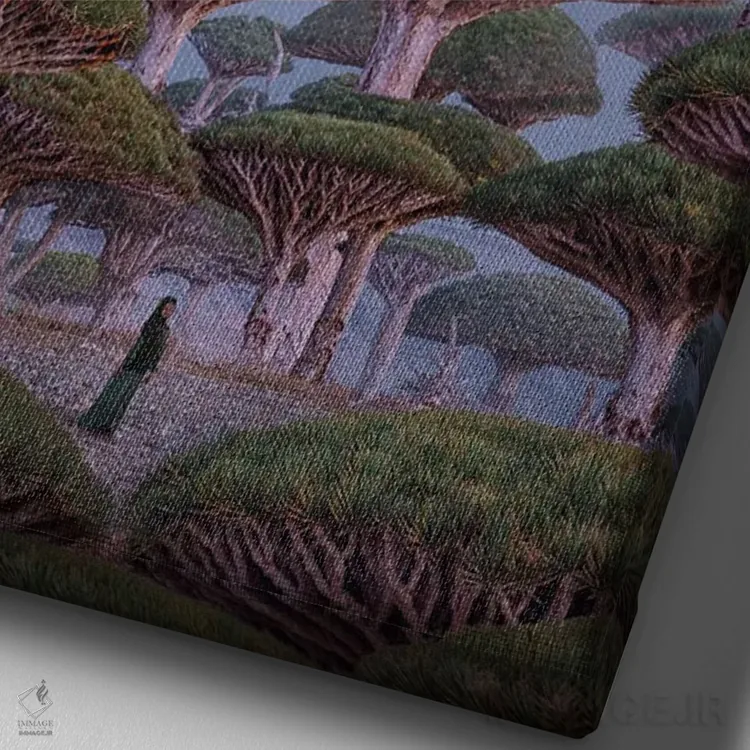 تابلو دکوراتیو "سرزمین اژدها" اثر هوبوپیبا - نمای نزدیک بافت بوم