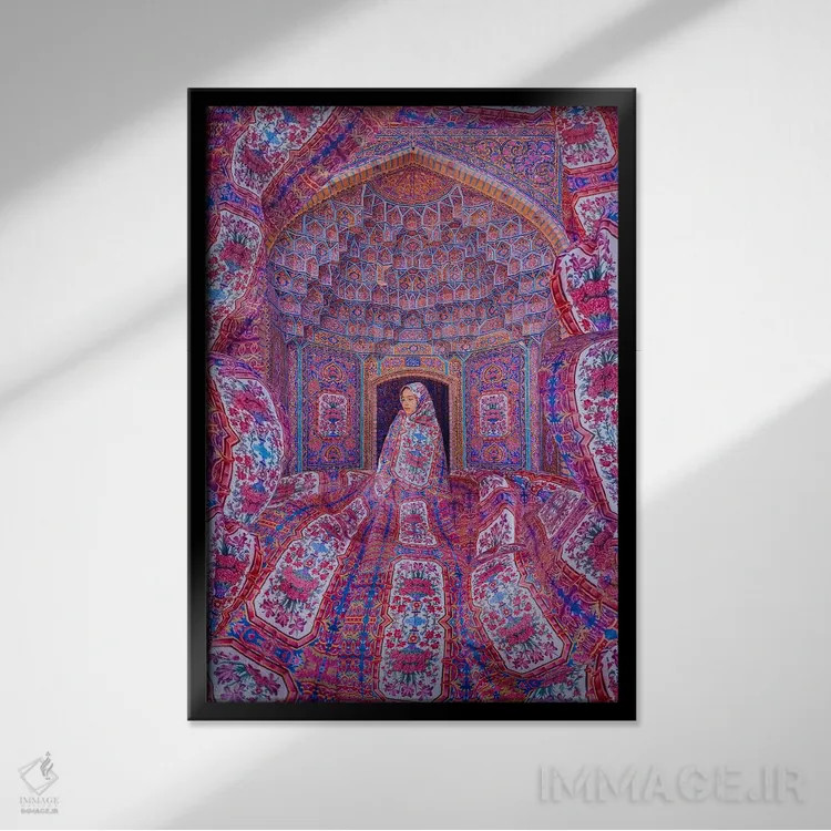 تابلو دکوراتیو "مسجد صورتی" اثر هوبوپیبا - نمای قابدار مشکی