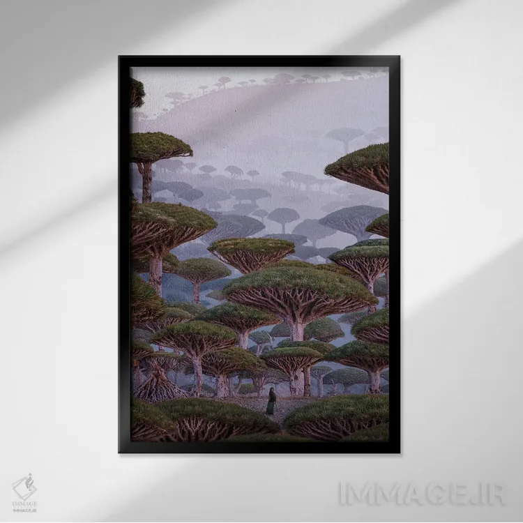 تابلو دکوراتیو "سرزمین اژدها" اثر هوبوپیبا - نمای قابدار مشکی