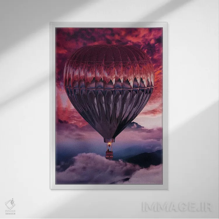 تابلو دکوراتیو "پرواز غروب آینه ای" اثر هوبوپیبا - نمای قابدار سفید