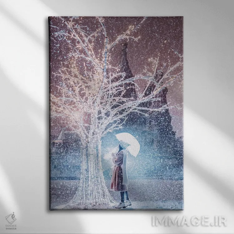 تابلو دکوراتیو "بارش برف جادویی در مسکو" اثر هوبوپیبا - نمای روبهرو روی دیوار
