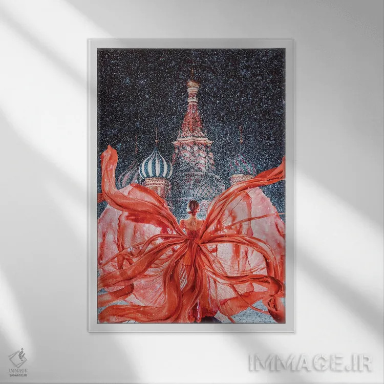 تابلو دکوراتیو "میدان سرخ سرخ سرخ" اثر هوبوپیبا - نمای قابدار سفید