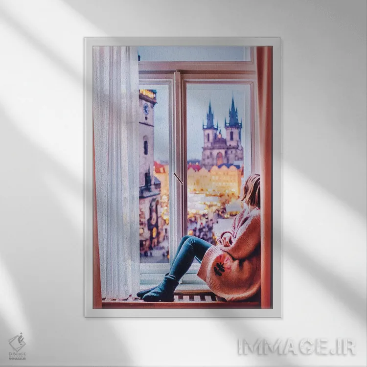 تابلو دکوراتیو "نمای پراگ" اثر هوبوپیبا - نمای قابدار سفید