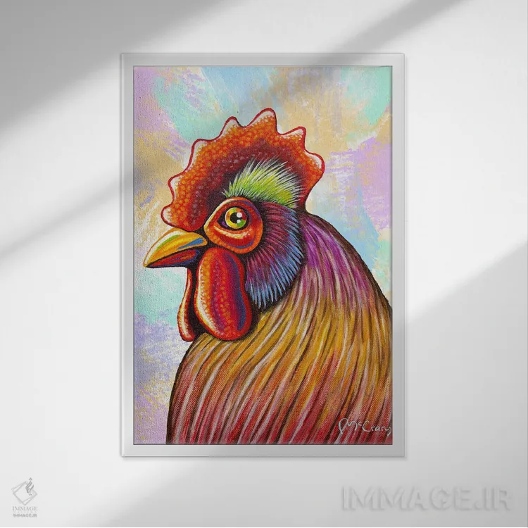 تابلو دکوراتیو "مرغ" اثر مایک مک کری - نمای قابدار سفید