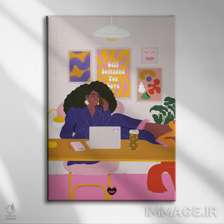 تابلو دکوراتیو "میز کار" اثر مادلن بلامور - نمای روبهرو روی دیوار