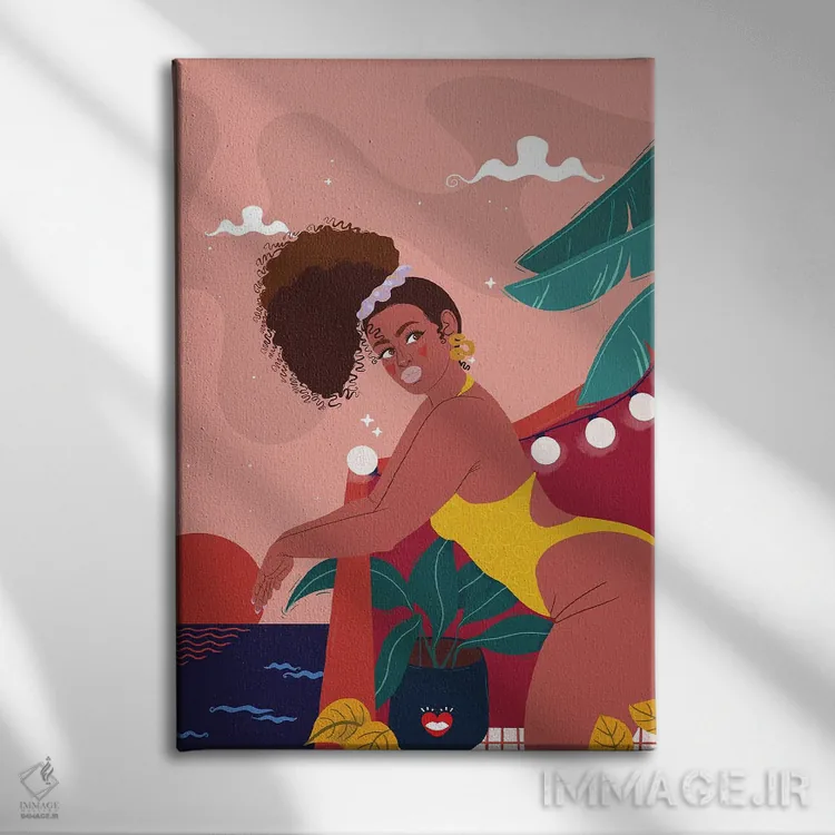 تابلو دکوراتیو "شب شنا" اثر مادلن بلامور - نمای روبهرو روی دیوار