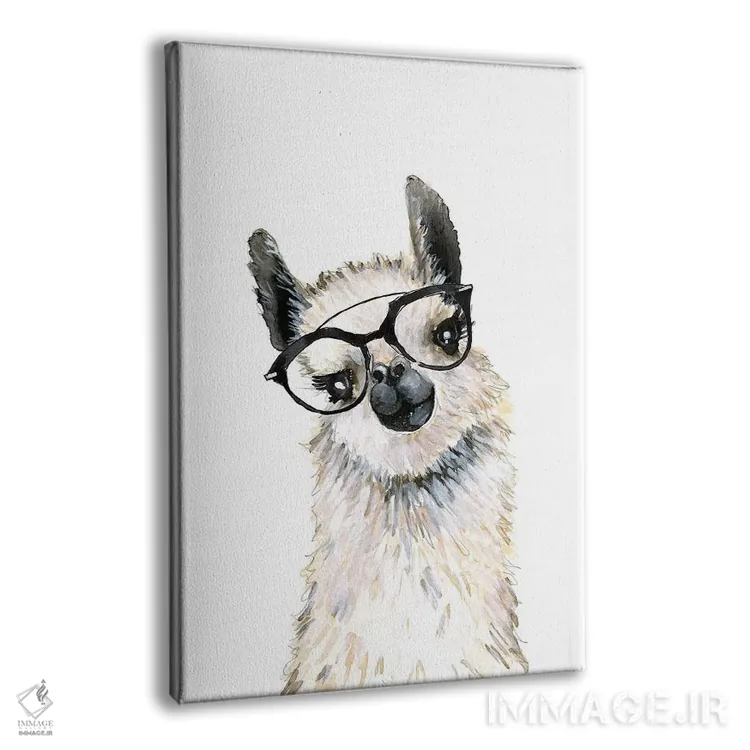 تابلو دکوراتیو "لاما با عینک" اثر مرسدس لوپز چارو - نمای پرسپکتیو محصول