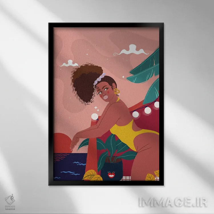 تابلو دکوراتیو "شب شنا" اثر مادلن بلامور - نمای قابدار مشکی