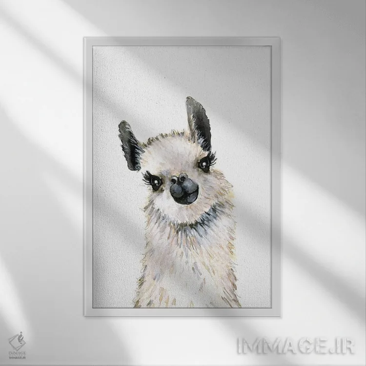 تابلو دکوراتیو "لاما" اثر مرسدس لوپز چارو - نمای قابدار سفید