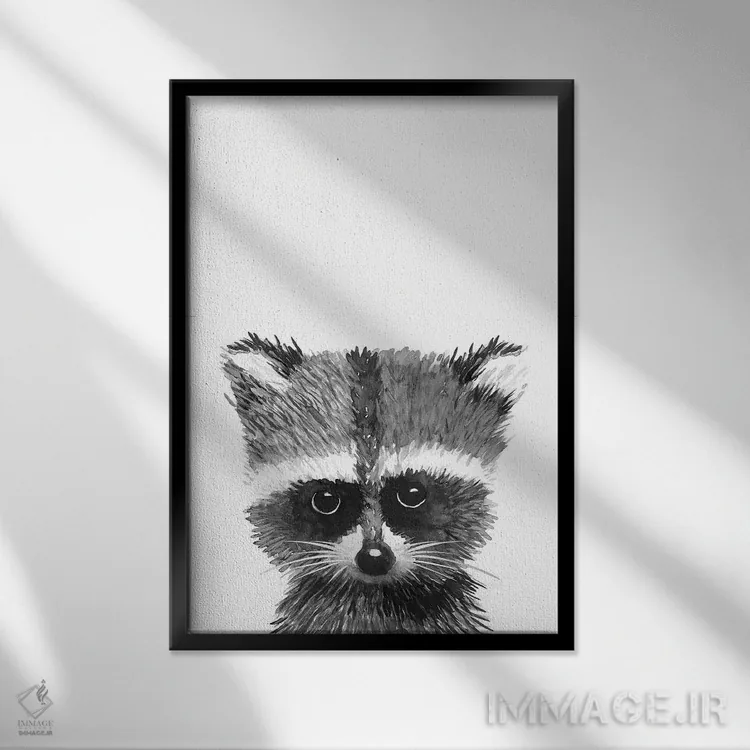 تابلو دکوراتیو "راکون " اثر مرسدس لوپز چارو - نمای قابدار مشکی