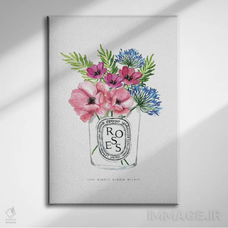 تابلو دکوراتیو "گل های دیپتیک" اثر مرسدس لوپز چارو - نمای روبهرو روی دیوار