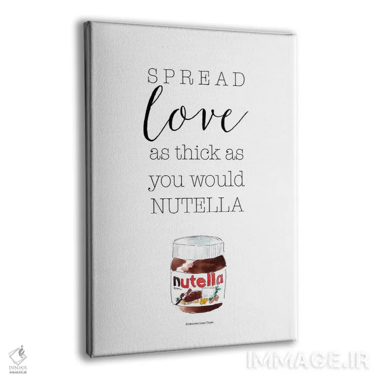 تابلو مینیمال "عشق را پخش کن، نوتلا" اثر مرسدس لوپز چارو - نمای پرسپکتیو محصول