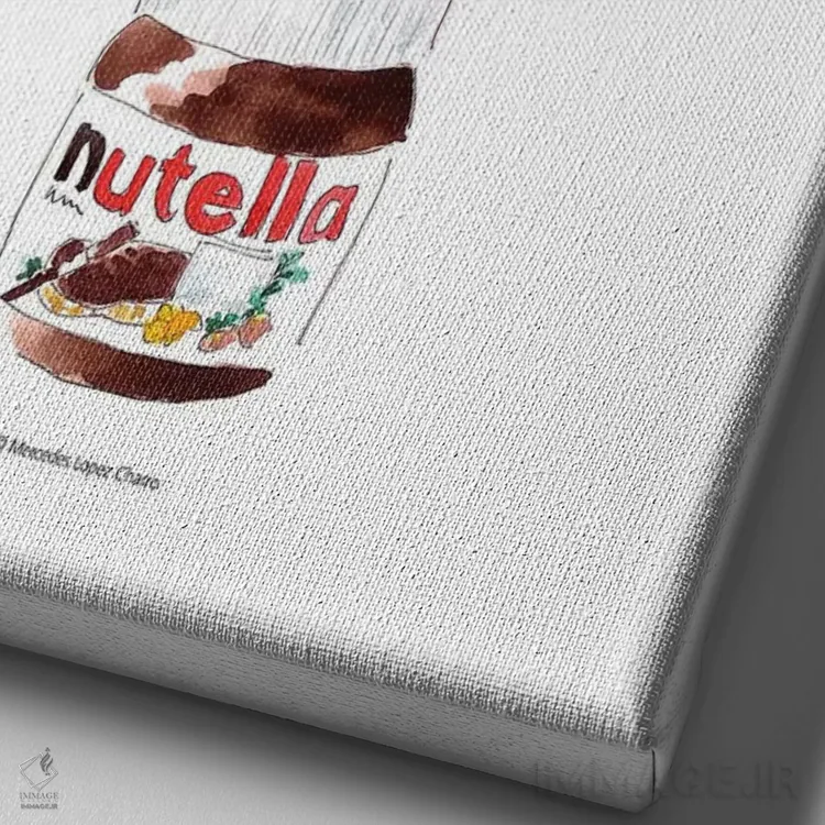 تابلو مینیمال "عشق را پخش کن، نوتلا" اثر مرسدس لوپز چارو - نمای نزدیک بافت بوم