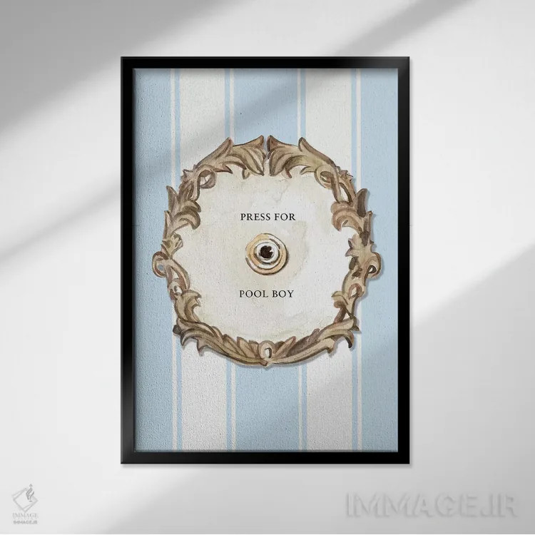 تابلو دکوراتیو "برای پسر استخر فشار بده " اثر مرسدس لوپز چارو - نمای قابدار مشکی