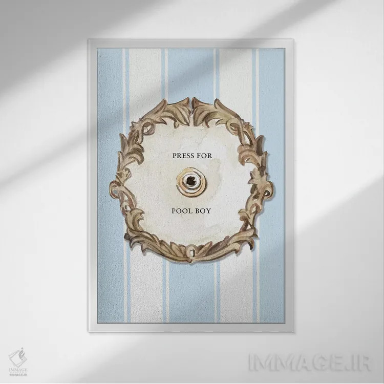 تابلو دکوراتیو "برای پسر استخر فشار بده " اثر مرسدس لوپز چارو - نمای قابدار سفید