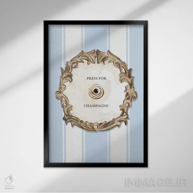تابلو دکوراتیو "برای شامپاین فشار بده " اثر مرسدس لوپز چارو - نمای قابدار مشکی