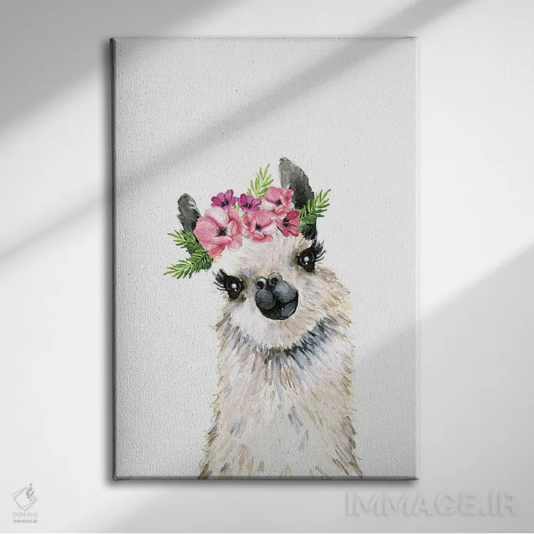 تابلو دکوراتیو "تاج گل لامای دوست داشتنی" اثر مرسدس لوپز چارو - نمای روبهرو روی دیوار