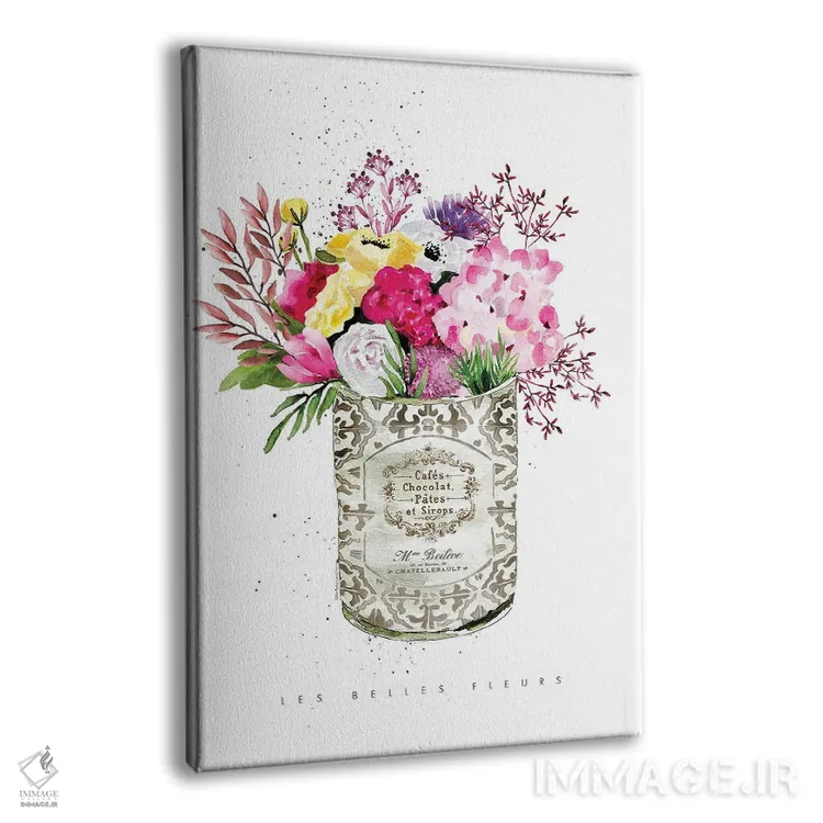 تابلو دکوراتیو "گل های صورتی در قوطی قدیمی" اثر مرسدس لوپز چارو - نمای پرسپکتیو محصول