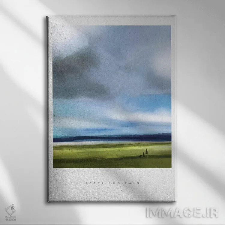 تابلو مینیمال "بعد از باران" اثر مرسدس لوپز چارو - نمای روبهرو روی دیوار